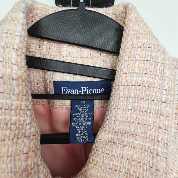 Evan Picone Wool Blend Blush Pink Tweed Preppy Career Blazer Jacket Suit Coat 10 - Picture 5 of 5